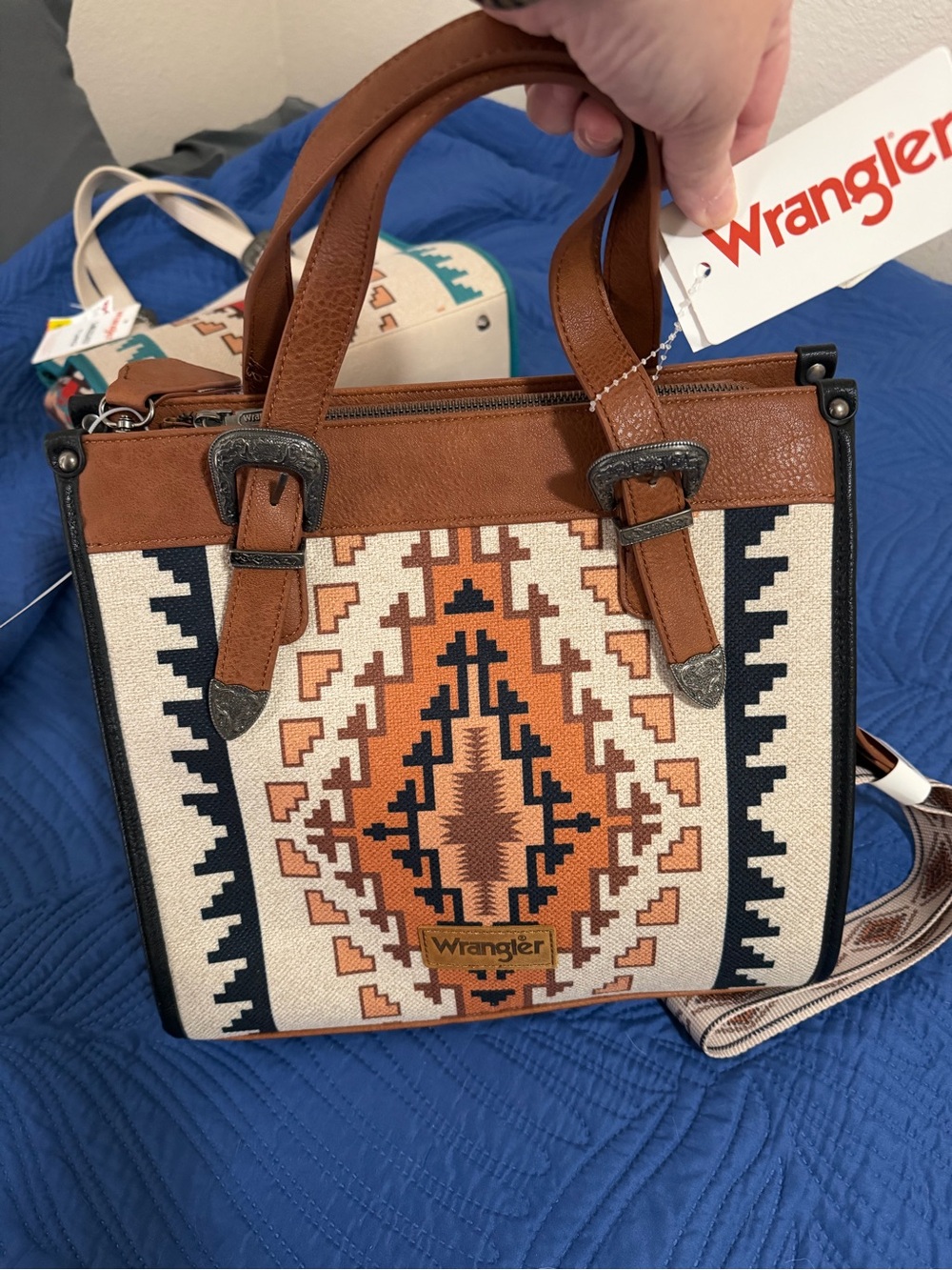 Wrangler Brown & Cream Southwestern Satchel
